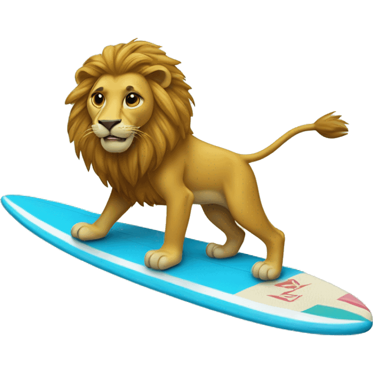 Lion ride surf board emoji