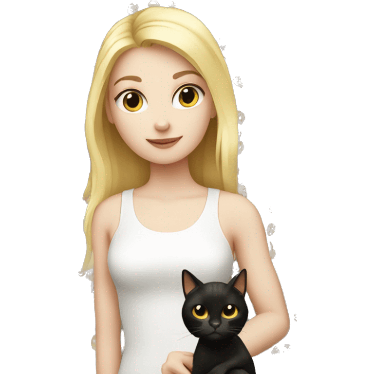 Blonde girl pale skin with a black/brown cat emoji