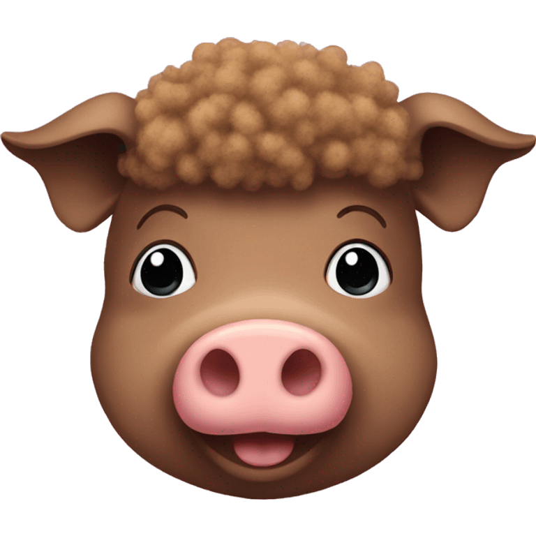 brown pig with afro emoji