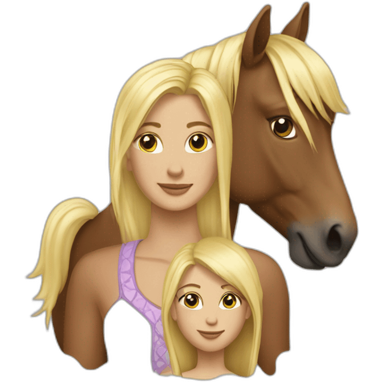 Cheval et fille blonde emoji