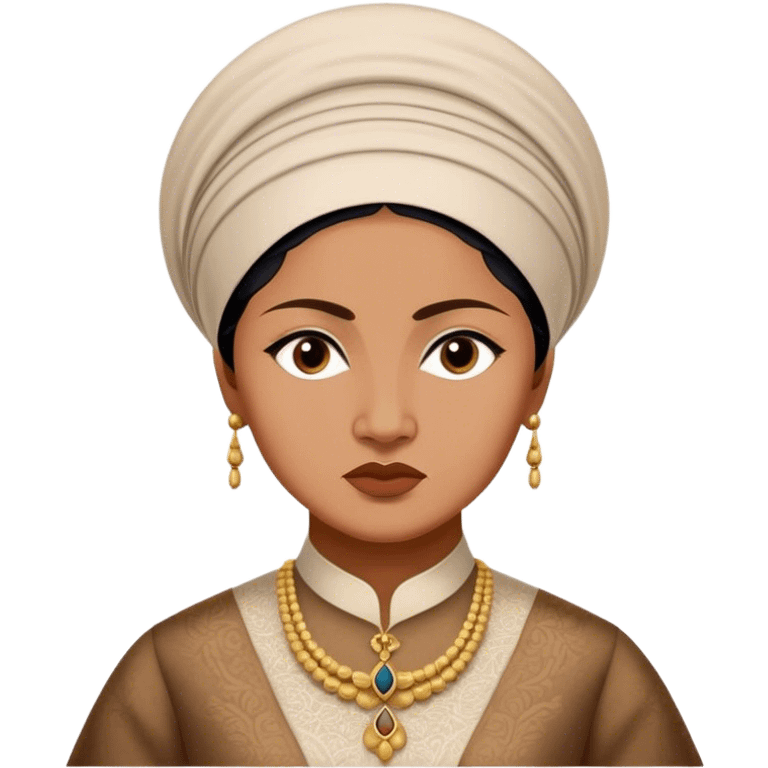 Cinematic Realistic Raden Ajeng Kartini Portrait Emoji, depicted as an inspiring Indonesian feminist icon in period attire with a thoughtful determined gaze, rendered with lifelike textures and warm empowering lighting that captures her pioneering spirit. emoji