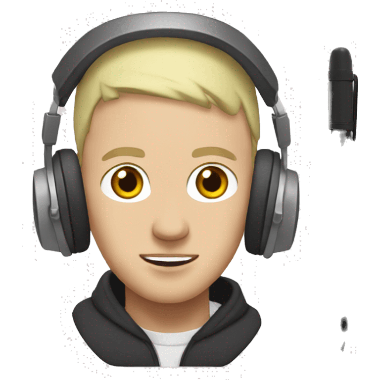 Eminem with simple headphone writing in a small notebook  emoji