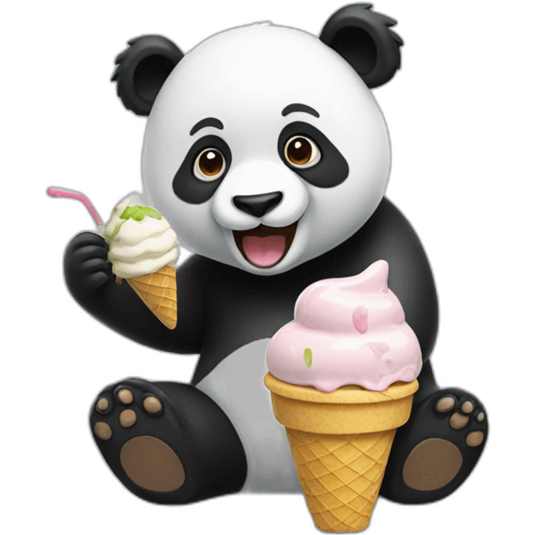 Panda eating ice cream emoji