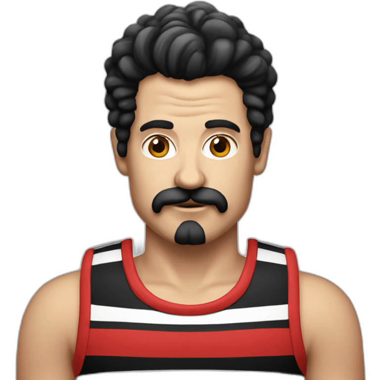 manozzy osbourne with long moustache and striped black and red tank top emoji