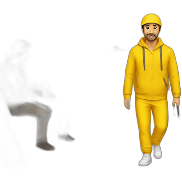 Armenian men in yellow clothing in public trasnport emoji