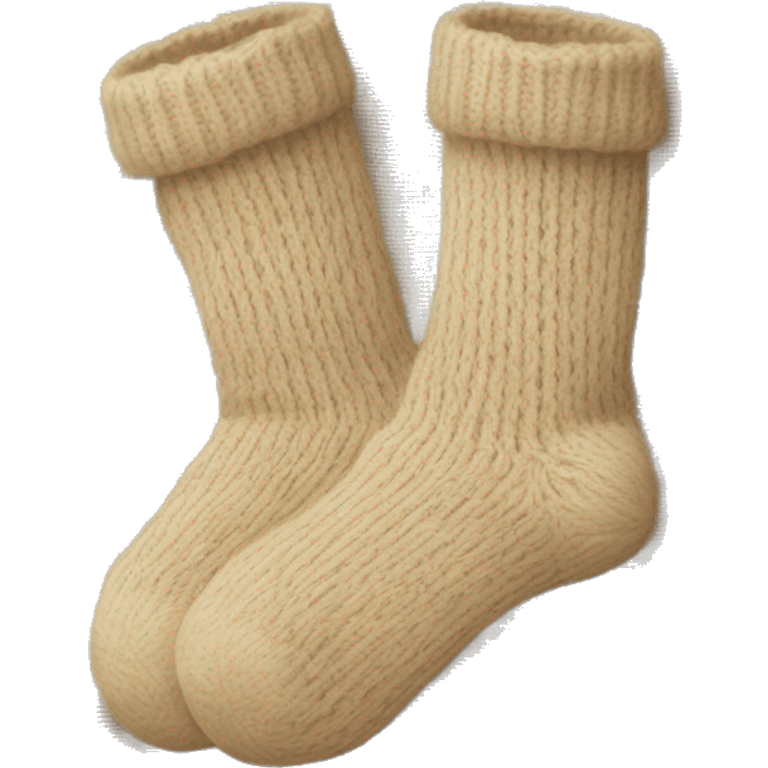 Pair of beige knitted socks emoji