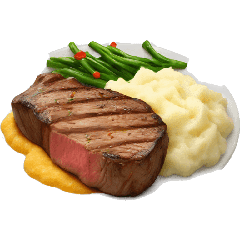 medium rare steak and mashed potatoes emoji