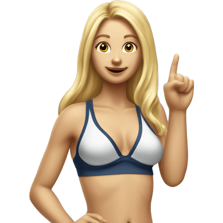 Blonde women with LONG HAIR, in Swim suit, POINTING YOU FORWARD with her HAND with INDEX FINGER, Hyper Realistic emoji