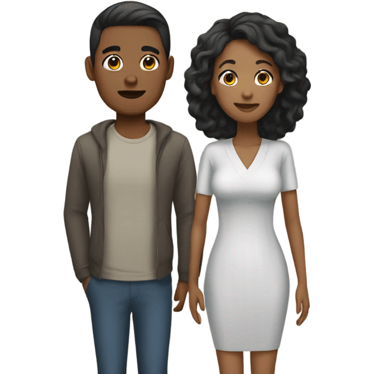 Black woman and Asian man couple emoji