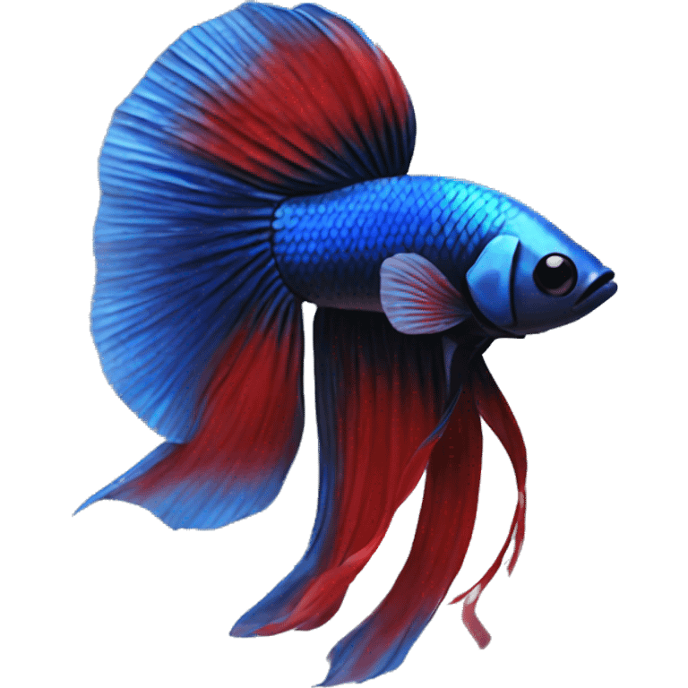 Blue red black Betta fish emoji