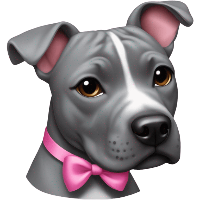 Grey staffy with pink bows in hair emoji