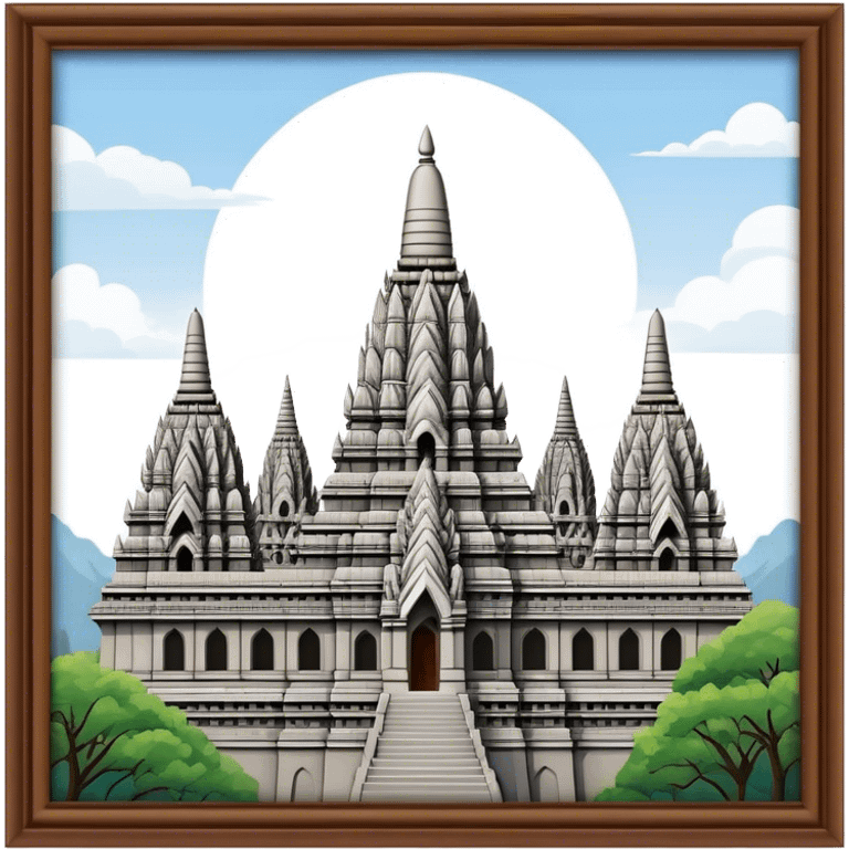 Prambanan Temple Landmark Emoji – Showcasing its towering Hindu temple spires with intricate carvings. emoji