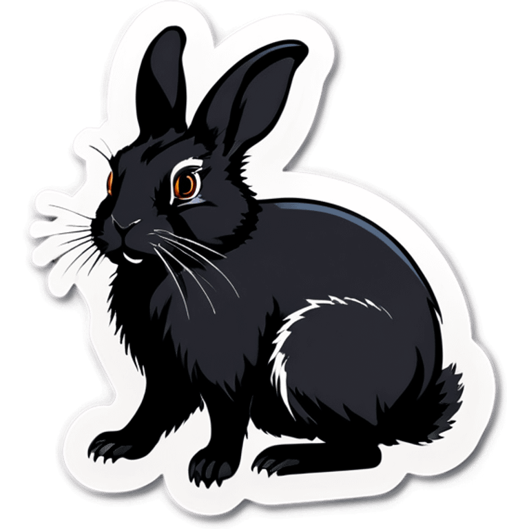 postage stamp of a black rabbit emoji