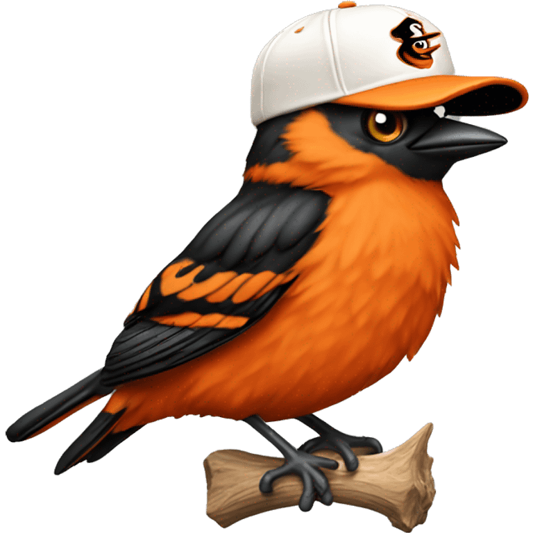 Orioles bird wearing Orioles baseball hat  emoji