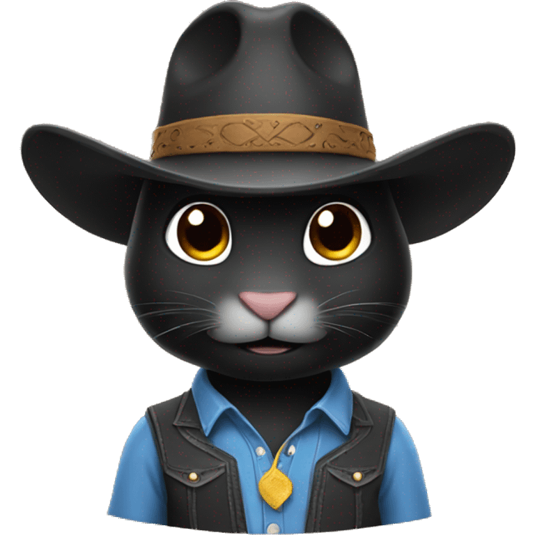 black rabbit with a cowboy hat  emoji