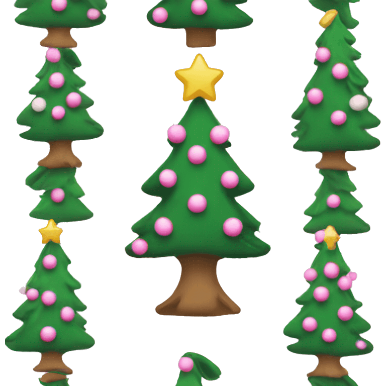 Christmas tree with small pink and white bows emoji