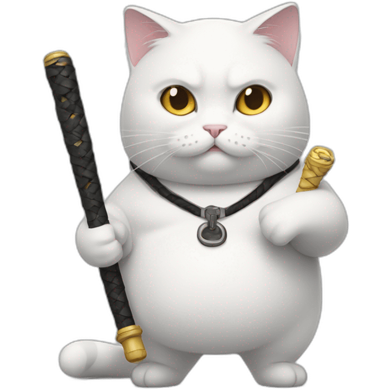 Fat-White-cat-with-nunchaku emoji