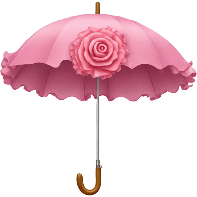 Detailed pink umbrella with large ruffles and roses  emoji