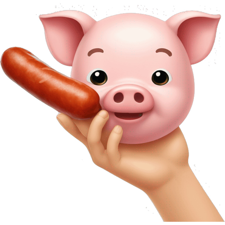 Cochon avec un saucisson dans les mains  emoji