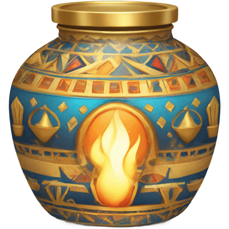 flame on jar egypt gold white blue  emoji