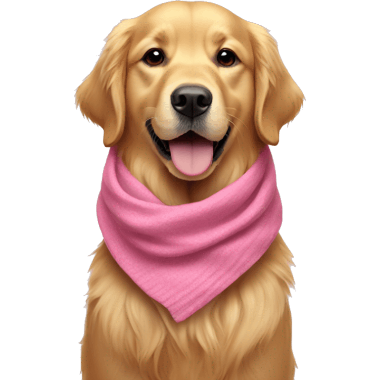 Golden retriever wearing a pink scarf  emoji