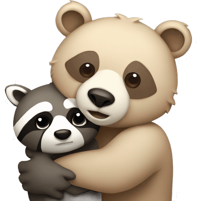 A bear and a raccoon hugging emoji