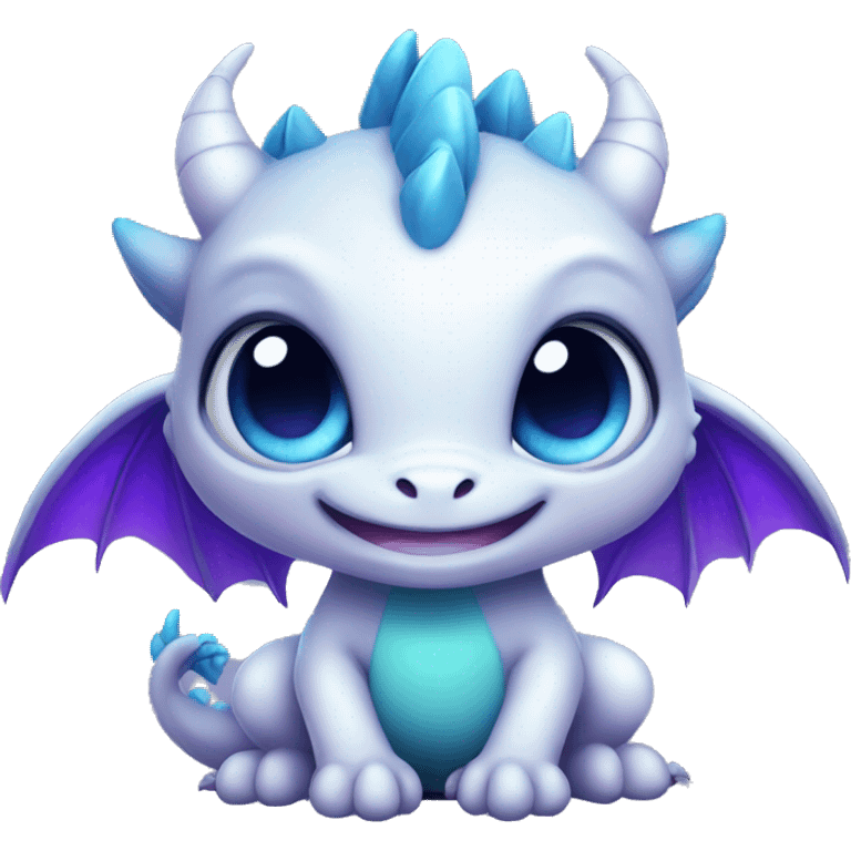 Cute baby Dragon with blue and purple eyes  emoji