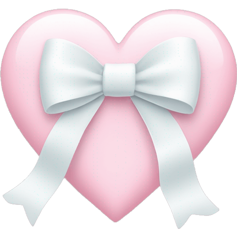 Pastel pink heart with white bow emoji