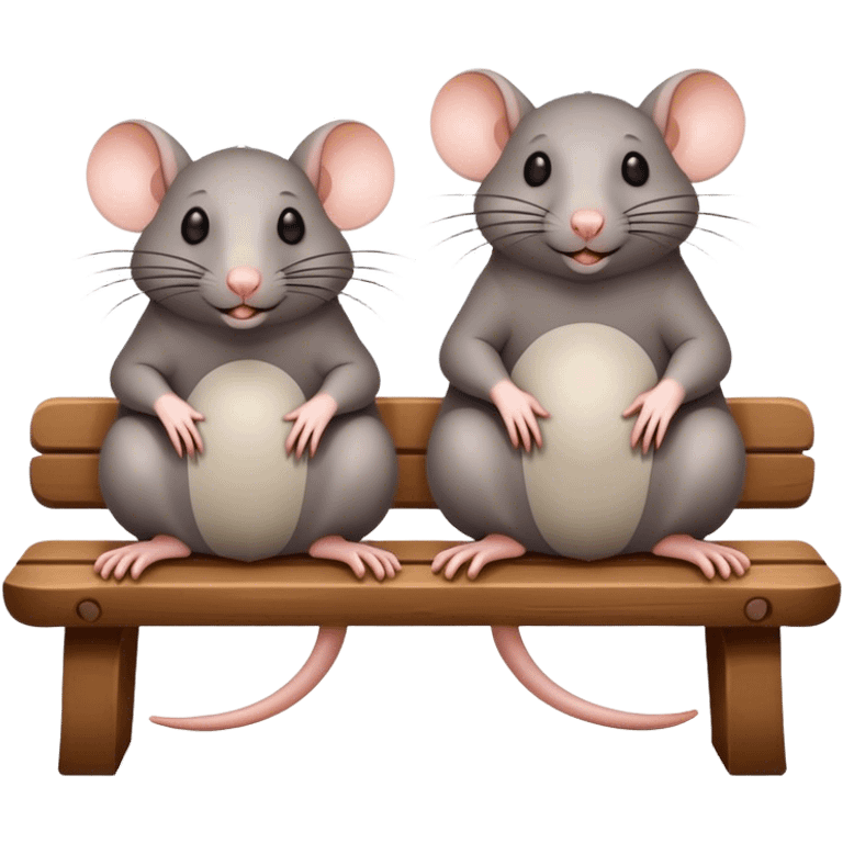 two rats sitting on a bench  emoji