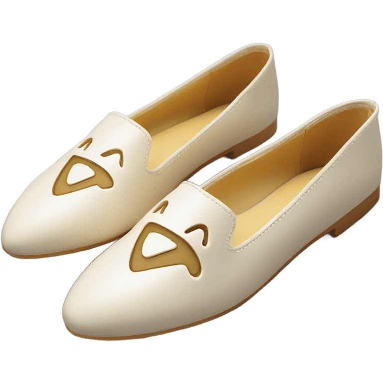 Cream color slide flats shoes gold  emoji