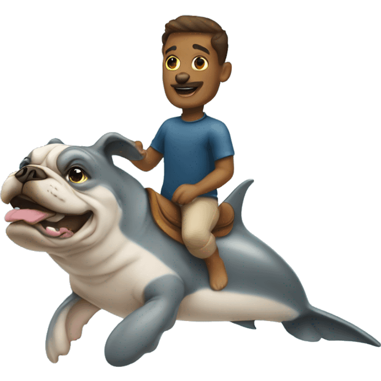 Dolphin riding a bulldog emoji