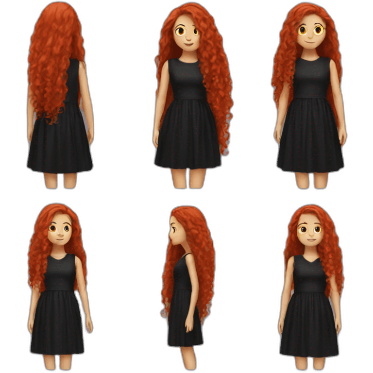 long red hair girl dress in black emoji