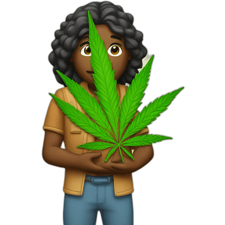 Indian holds cannabis emoji