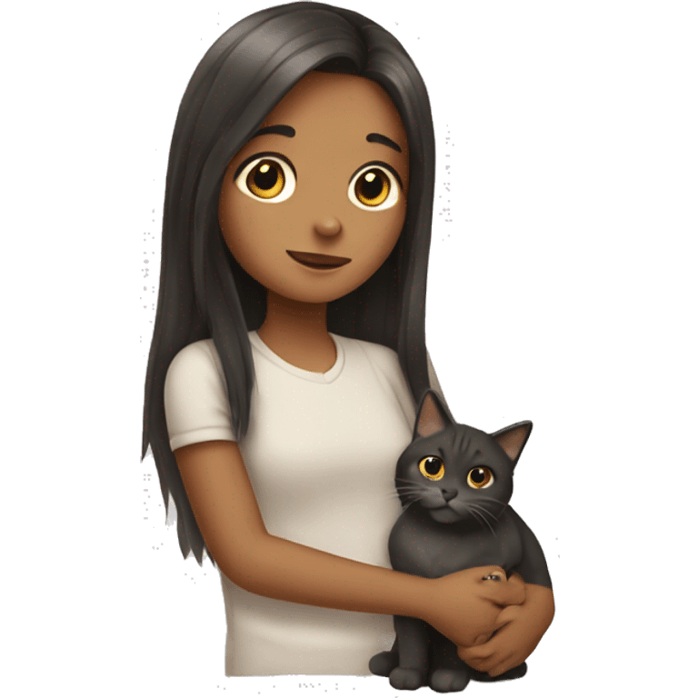 Long hair girl petting a cat emoji