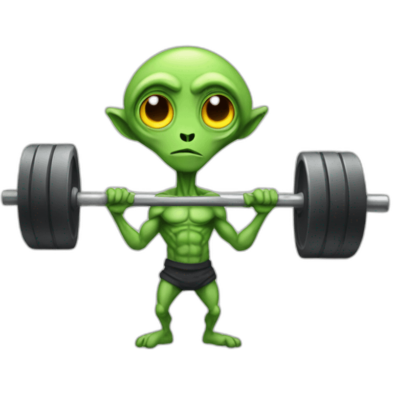 skinny sinister alien with a barbell emoji