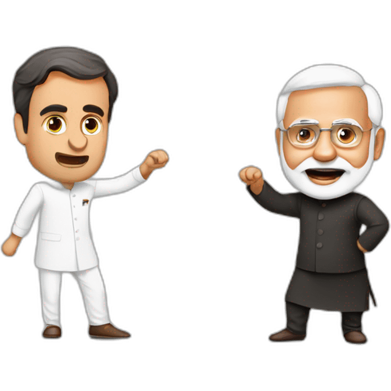 Rahul Gandhi and Narendra Modi fighting emoji