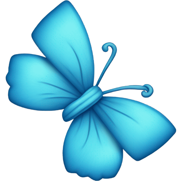 Blue bow with blue butterfly on it emoji