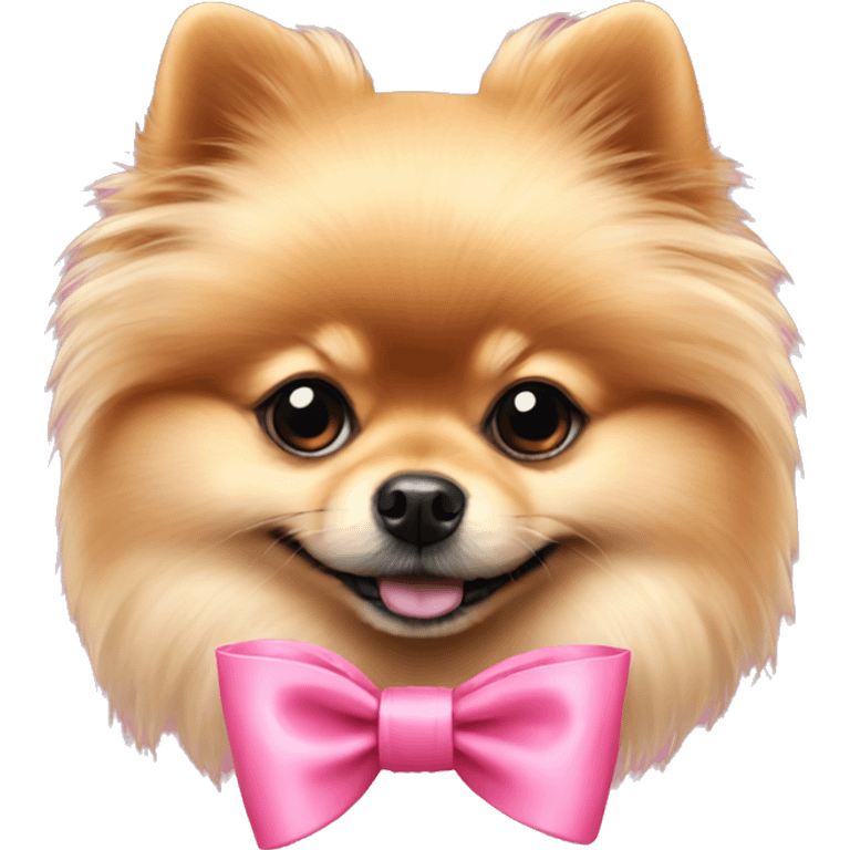 Pomeranian pink bow around neck emoji