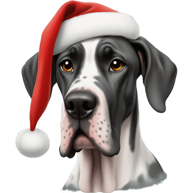 Great Dane with Santa hat emoji