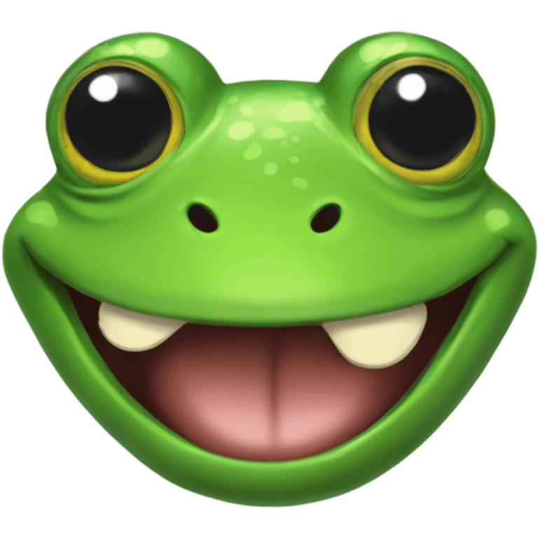 Silly frog smiling creepy emoji