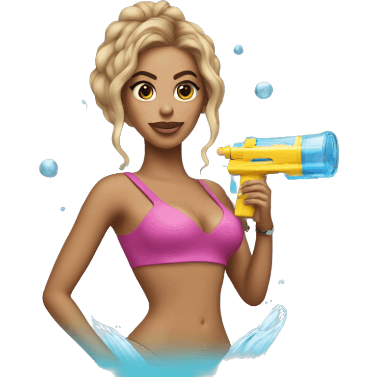 Beyoncé holding a water gun emoji