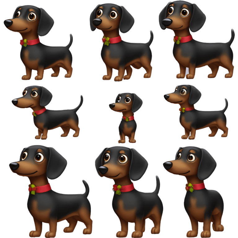 A Christmas wiener dog, who’s black and brown emoji