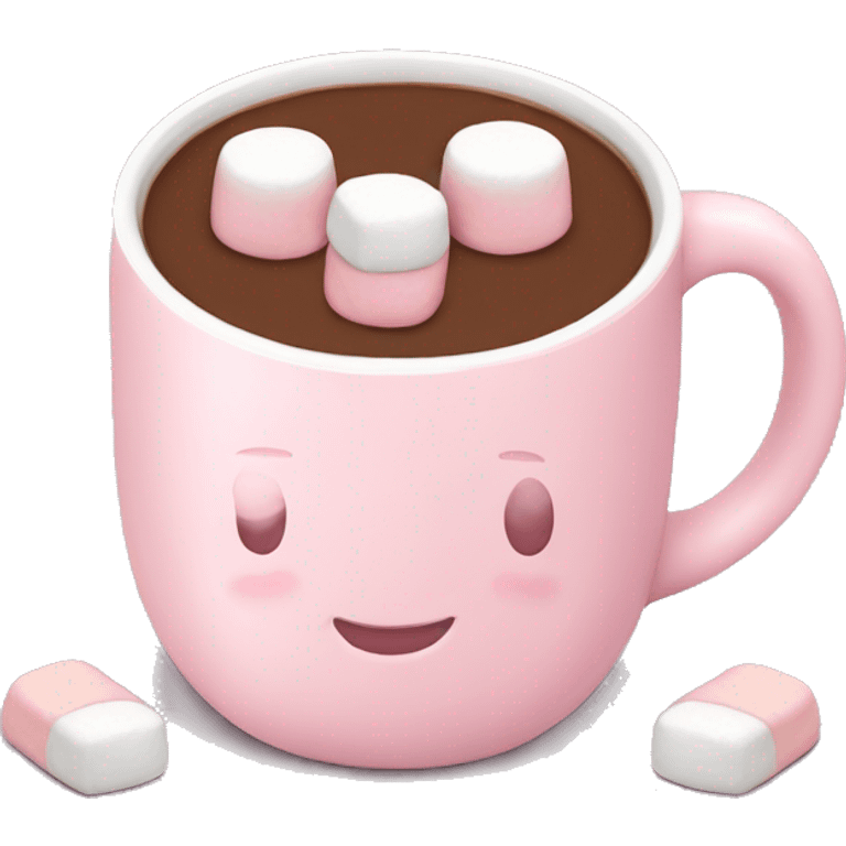 Light Pink mug of hot chocolate with marshmallows  emoji