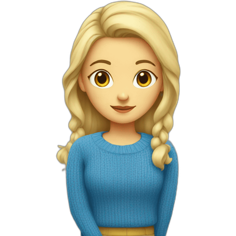 White Girl in blue and yellow sweater emoji