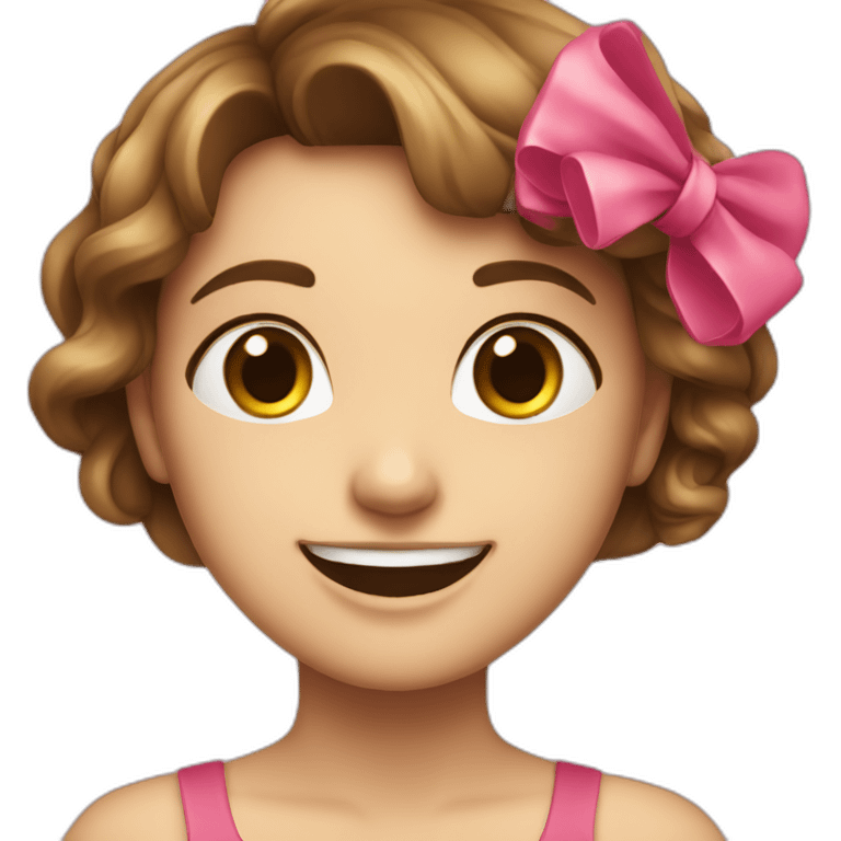 A women smile withe a pink cute bow emoji