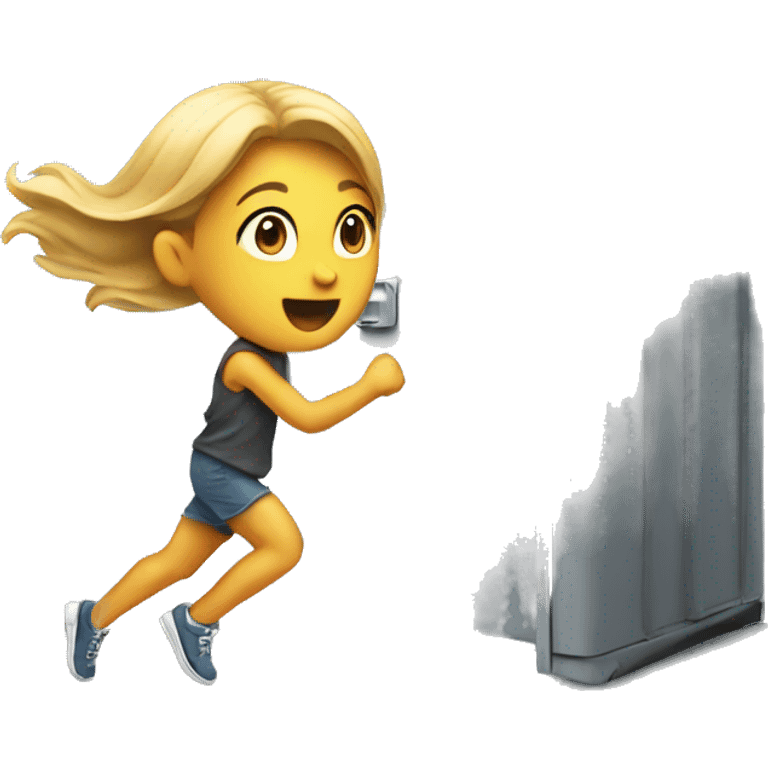 Girl running to a porta potty  emoji