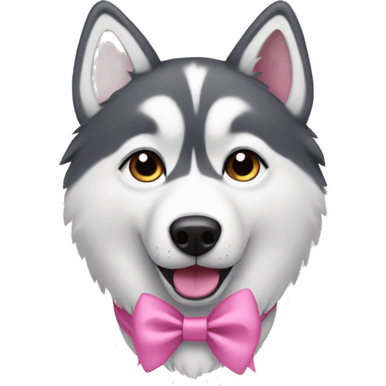 husky wearing pink bow  emoji