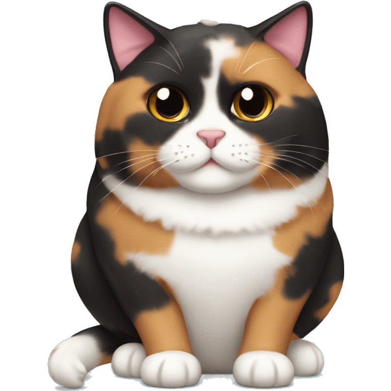 Fat calico cat with dark sundae emoji