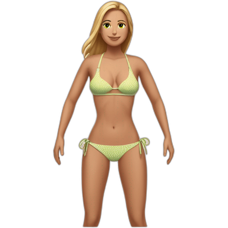 soft-fit Caucasian woman bikini (beach body) bed emoji