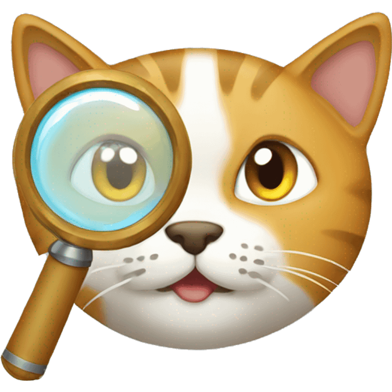 magnifying glass showing a cat emoji